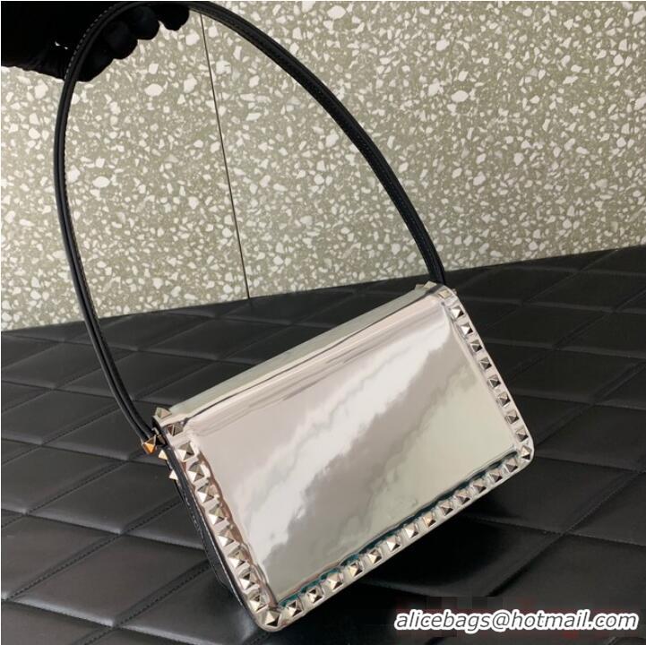 New Style VALENTINO GARAVANI ROCKSTUD23 calfskin bag AZS098 silver