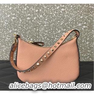 Famous Brand VALENTINO Rockstud calfskin small HOBO bag AG098 pink