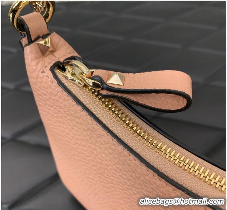 Famous Brand VALENTINO Rockstud calfskin small HOBO bag AG098 pink