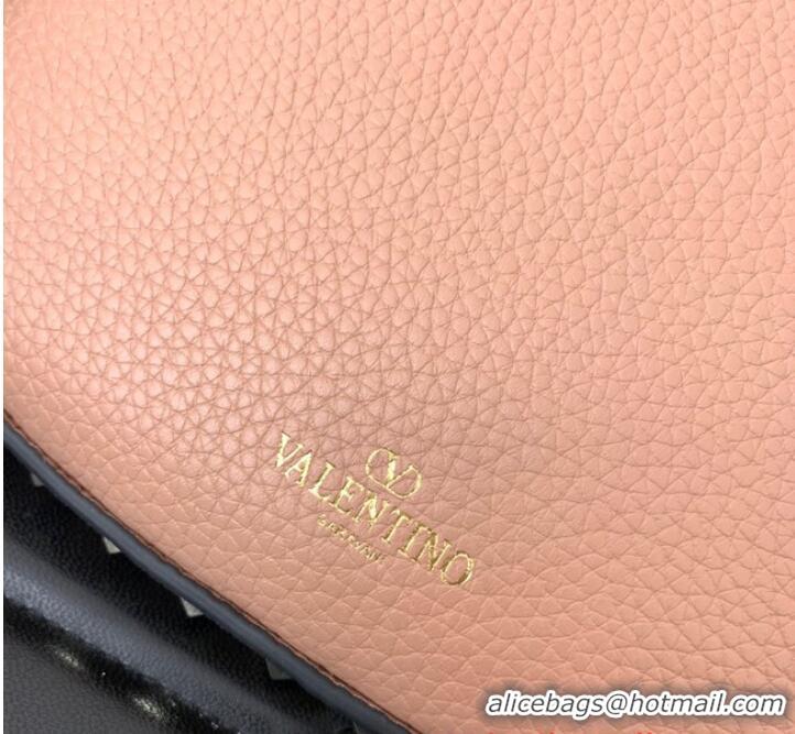 Famous Brand VALENTINO Rockstud calfskin small HOBO bag AG098 pink