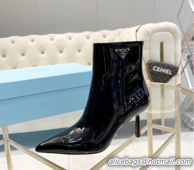 Buy Discount Prada Patent Leather Ankle Boots 7.5cm Black 026018