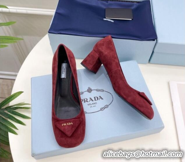 Good Quality Prada Sude Pumps 5.5cm Purple 026020