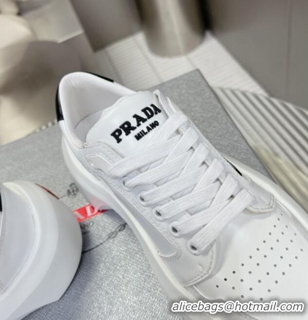 Low Cost Prada Leather Platform Sneakers 5cm White 026026