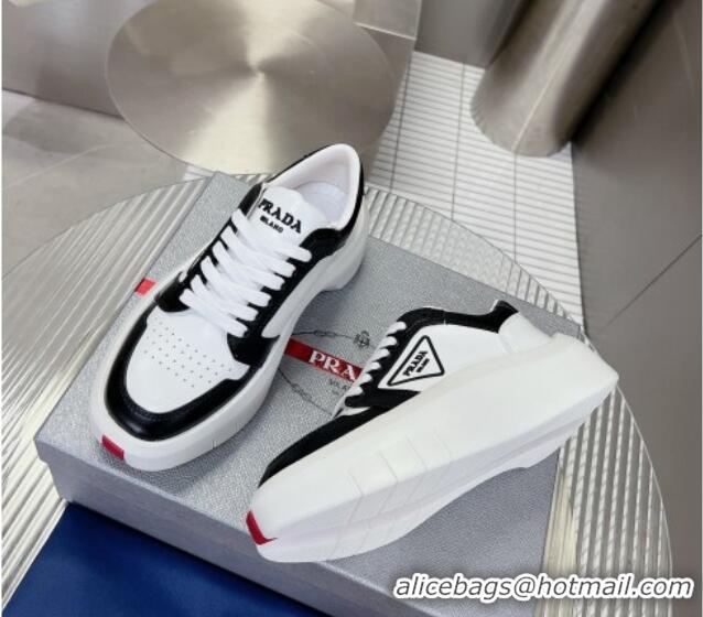 Popular Style Prada Leather Platform Sneakers 5cm White/Black 026029