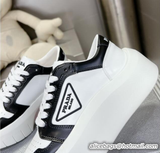 Popular Style Prada Leather Platform Sneakers 5cm White/Black 026029