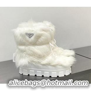 Unique Style Prada Wool Apres-Ski Ankle Boots White 026035