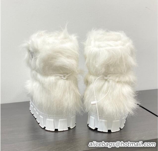 Unique Style Prada Wool Apres-Ski Ankle Boots White 026035