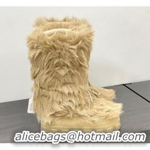 Big Discount Prada Wool Apres-Ski Medium Boots Beige 026036