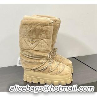 Durable Prada Shearling Apres-Ski Medium Boots Beige 026039