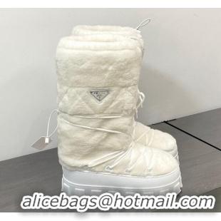 Trendy Design Prada Shearling Apres-Ski Medium Boots White 026040