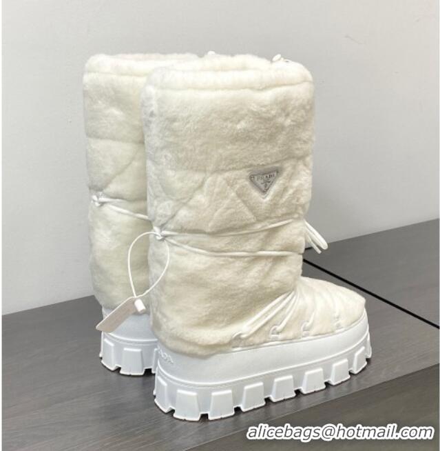 Trendy Design Prada Shearling Apres-Ski Medium Boots White 026040