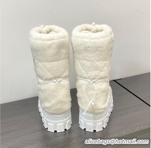 Trendy Design Prada Shearling Apres-Ski Medium Boots White 026040