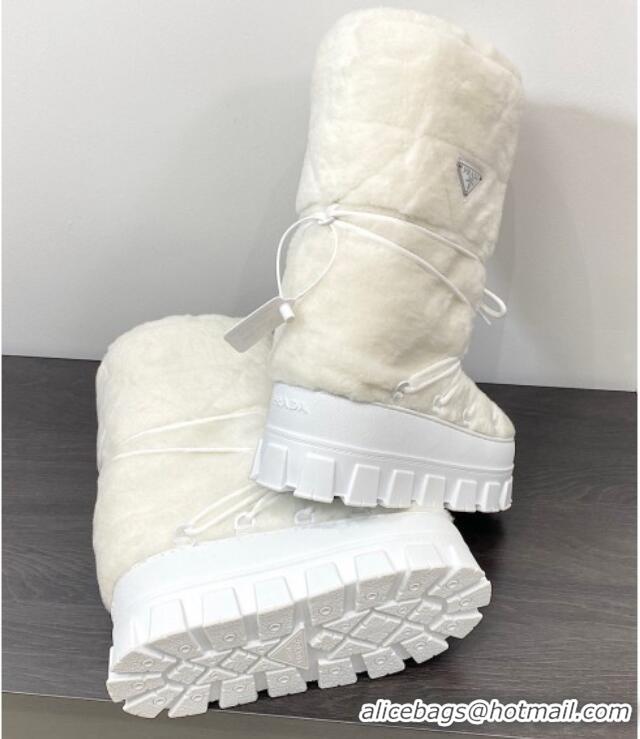 Trendy Design Prada Shearling Apres-Ski Medium Boots White 026040