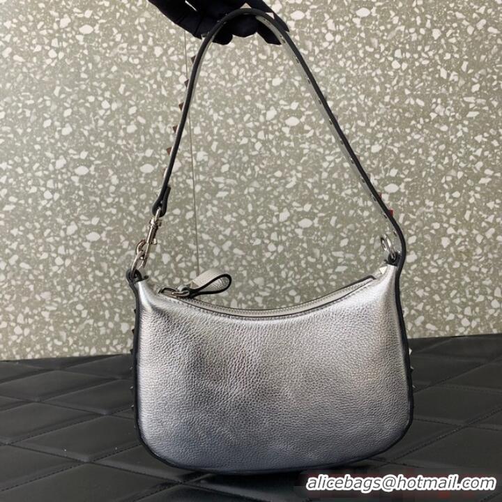 Reasonable Price VALENTINO Rockstud calfskin small HOBO bag AG098 Silver