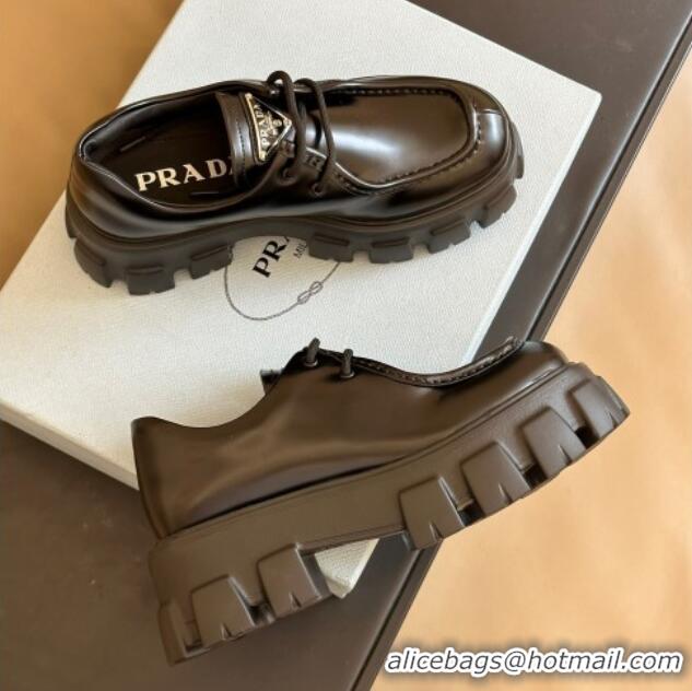 Good Quality Prada Monolith Brushed Leather Loafers Black 106013