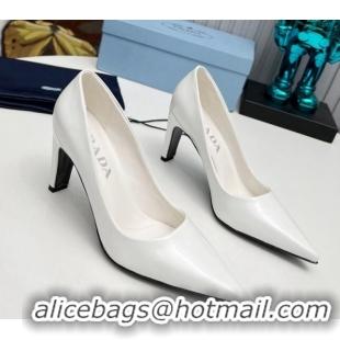 Purchase Prada Brushed Leather Pumps 8.5cm White 118001