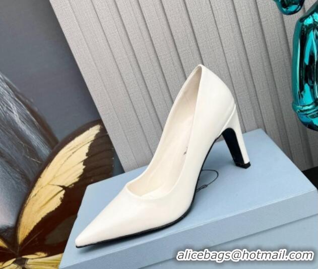 Purchase Prada Brushed Leather Pumps 8.5cm White 118001