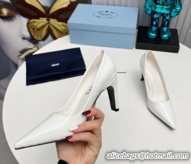 Purchase Prada Brushed Leather Pumps 8.5cm White 118001