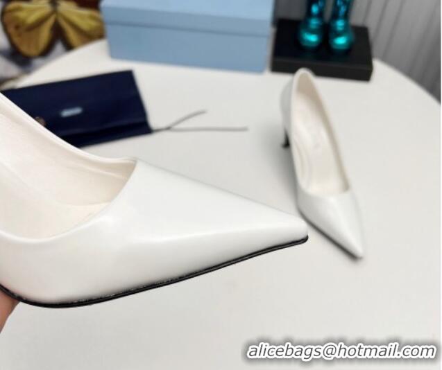 Purchase Prada Brushed Leather Pumps 8.5cm White 118001