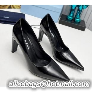 Good Quality Prada Brushed Leather Pumps 8.5cm Black 118002