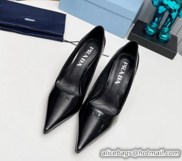 Good Quality Prada Brushed Leather Pumps 8.5cm Black 118002