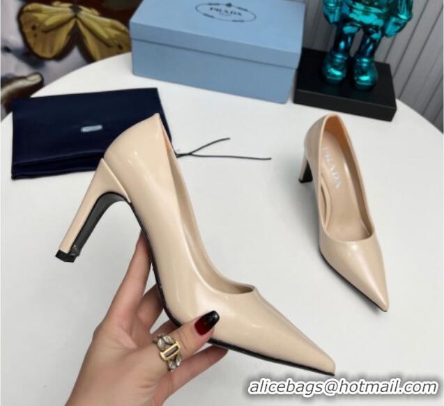 Buy Discount Prada Brushed Leather Pumps 8.5cm Beige 118004