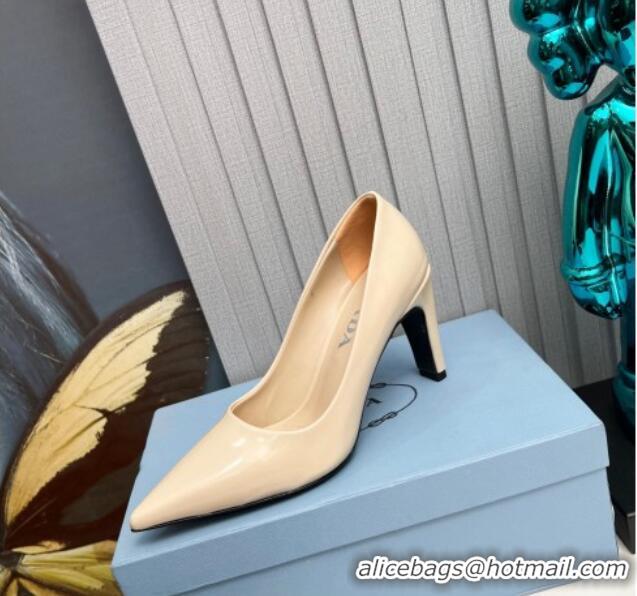 Buy Discount Prada Brushed Leather Pumps 8.5cm Beige 118004