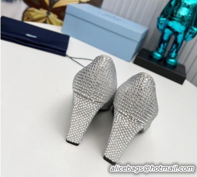 Best Product Prada Crystal Allover Pumps 8.5cm Silver 118008