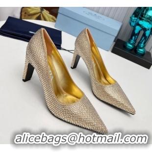 Good Product Prada Crystal Allover Pumps 8.5cm Gold 118009