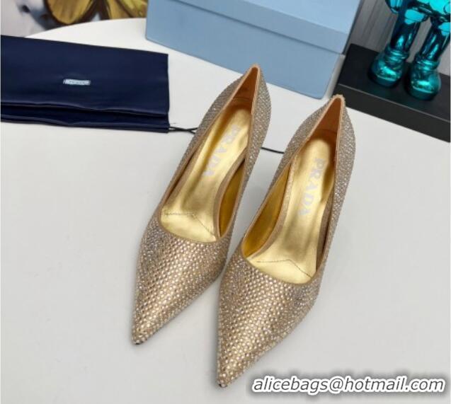 Good Product Prada Crystal Allover Pumps 8.5cm Gold 118009