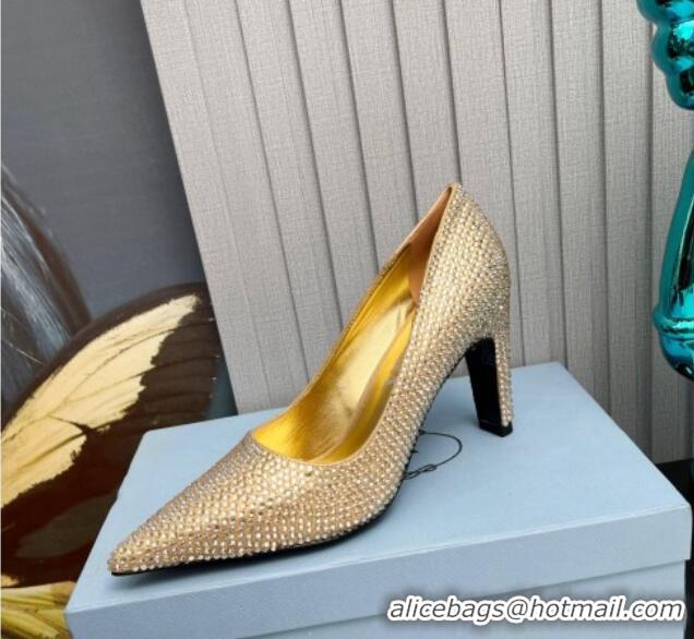 Good Product Prada Crystal Allover Pumps 8.5cm Gold 118009