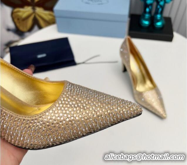 Good Product Prada Crystal Allover Pumps 8.5cm Gold 118009