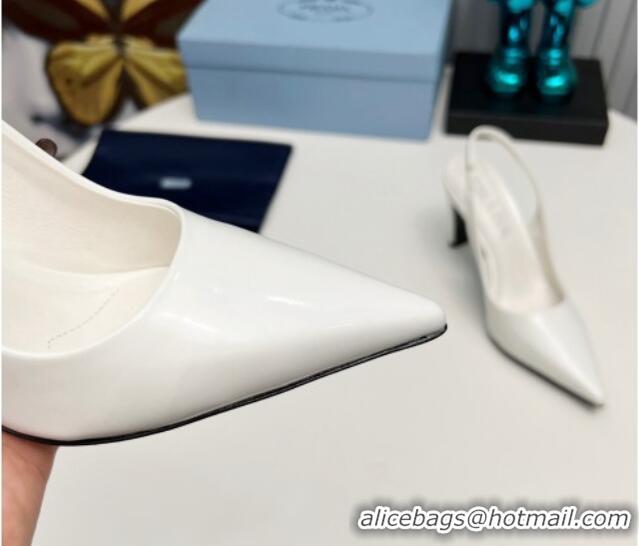 Best Price Prada Brushed Slingback Pumps 8.5cm White 118013