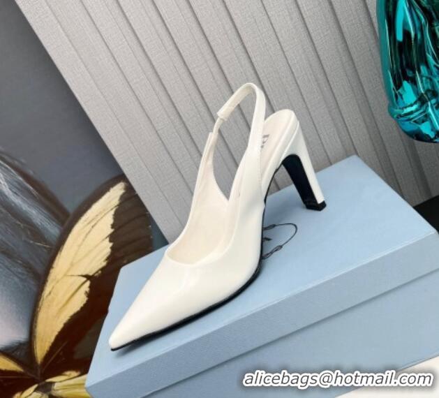 Best Price Prada Brushed Slingback Pumps 8.5cm White 118013