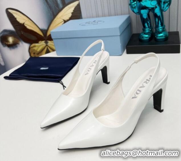 Best Price Prada Brushed Slingback Pumps 8.5cm White 118013