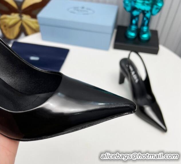 Purchase Prada Brushed Slingback Pumps 8.5cm Black 118015