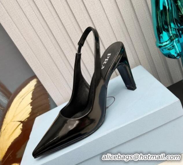 Purchase Prada Brushed Slingback Pumps 8.5cm Black 118015