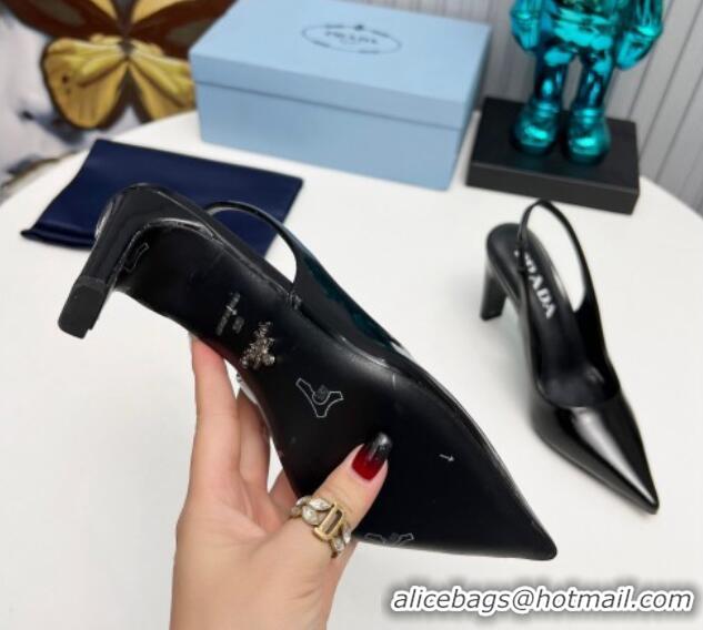 Purchase Prada Brushed Slingback Pumps 8.5cm Black 118015