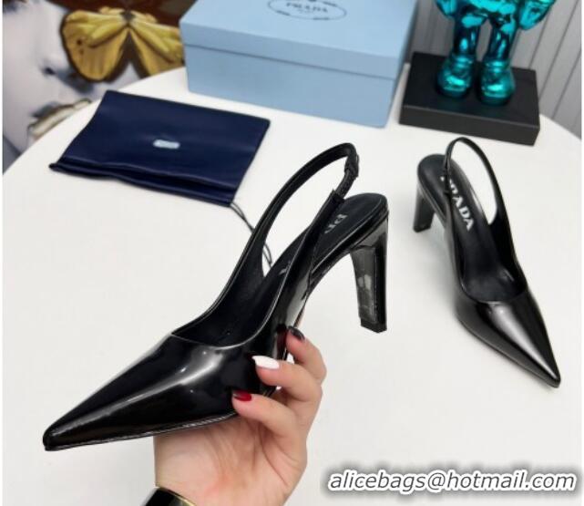 Purchase Prada Brushed Slingback Pumps 8.5cm Black 118015