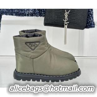 Grade Quality Prada Down Ankle Snow Boots Green 118020