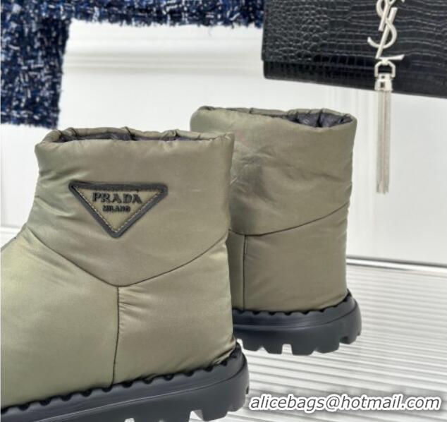 Grade Quality Prada Down Ankle Snow Boots Green 118020