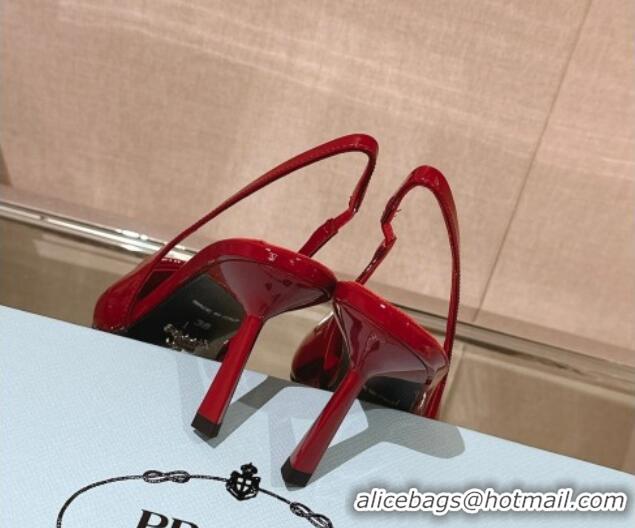 Luxurious Prada Patent leather slingback pumps 7.5cm Cherry Red 202037