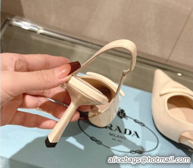 Most Popular Prada Patent leather slingback pumps 7.5cm Nude Pink 202038