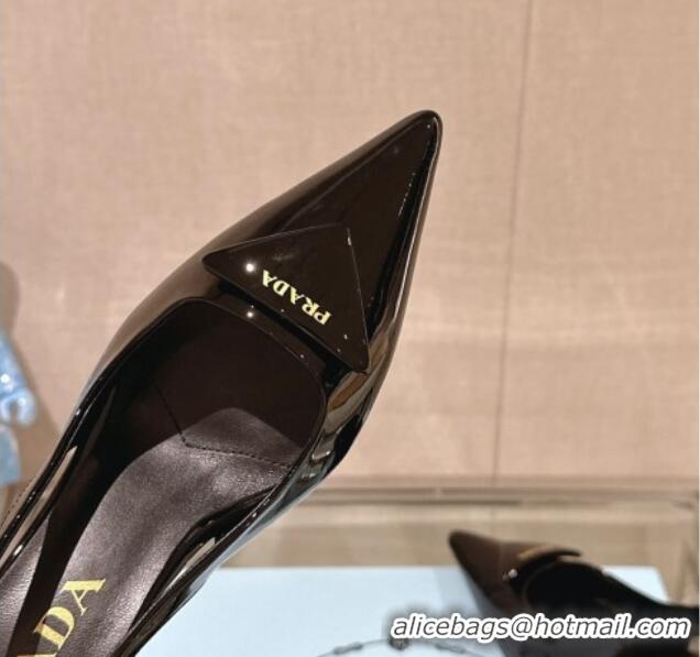 Classic Hot Prada Patent leather slingback pumps 7.5cm Black 202039