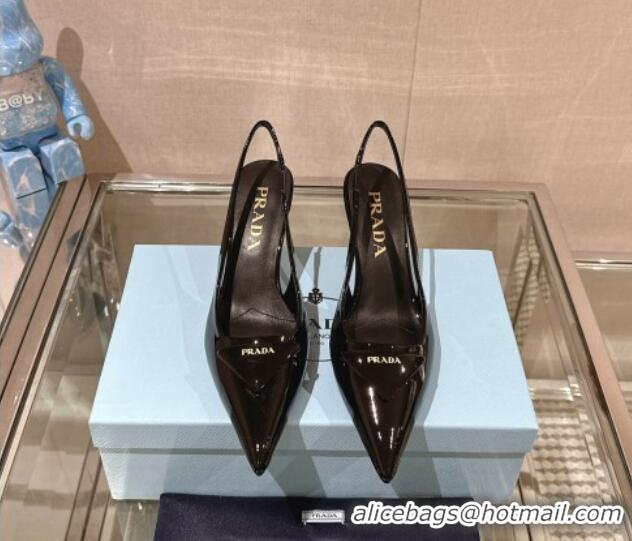 Classic Hot Prada Patent leather slingback pumps 7.5cm Black 202039