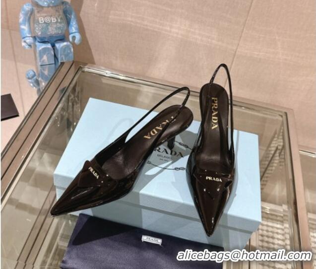 Classic Hot Prada Patent leather slingback pumps 7.5cm Black 202039