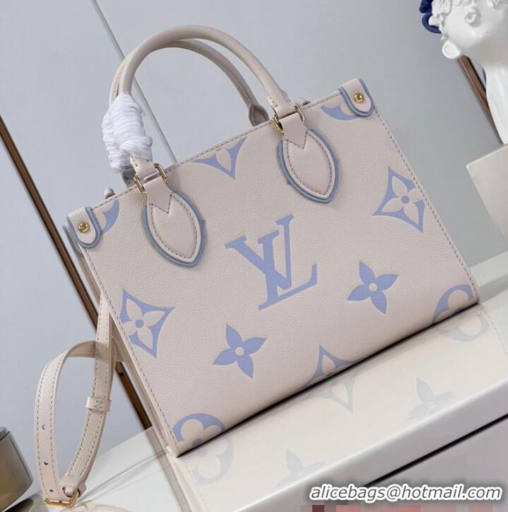 Famous Brand Louis Vuitton ONTHEGO PM M24533 Beige&Light blue