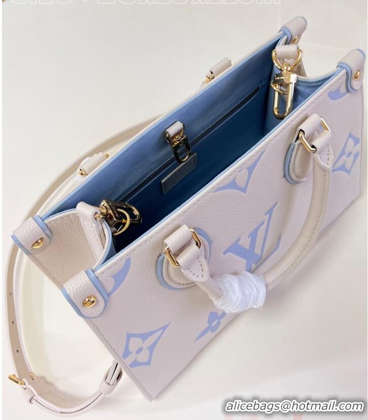 Famous Brand Louis Vuitton ONTHEGO PM M24533 Beige&Light blue