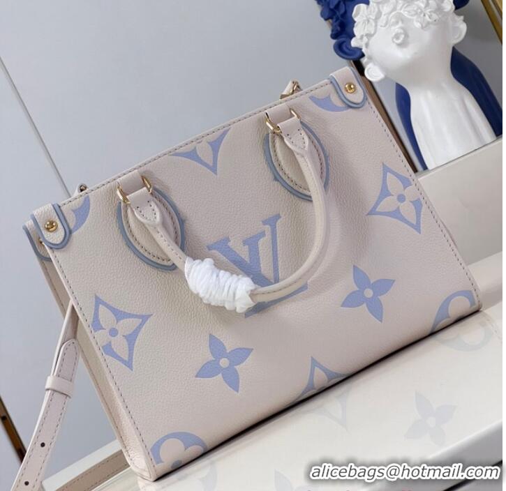 Famous Brand Louis Vuitton ONTHEGO PM M24533 Beige&Light blue