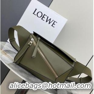 Promotional Loewe Small Classic Leather Puzzle Fanny Pack 02963 Dark Green